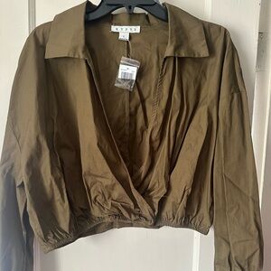HYFVE Olive Green Long Sleeve Blouse
